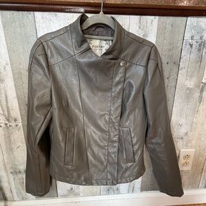 Poetry Women's Leather Jacket in Gray